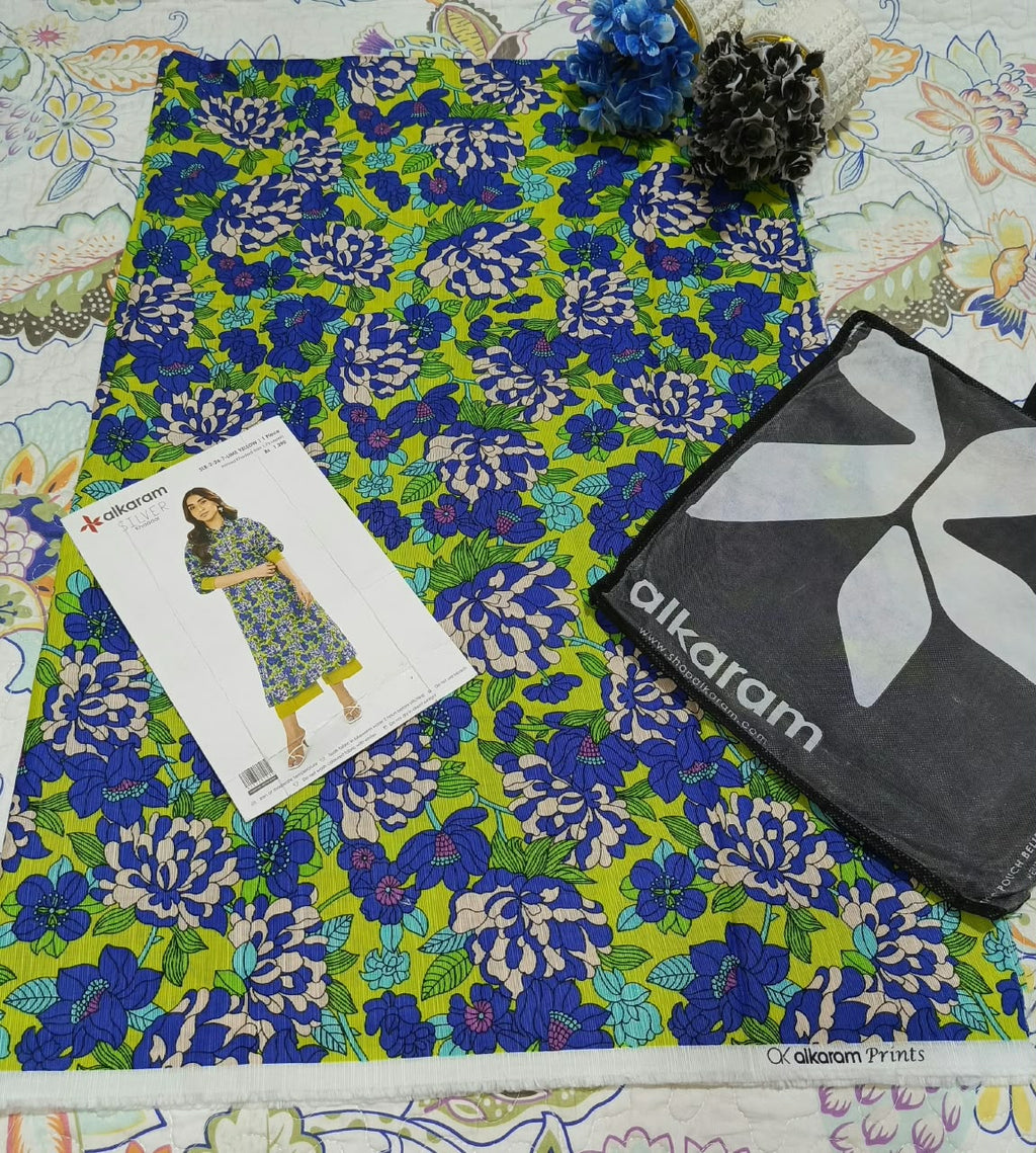 Alkaram Original Silver Khaddar Printed Shirt – 1 PC Unstitched