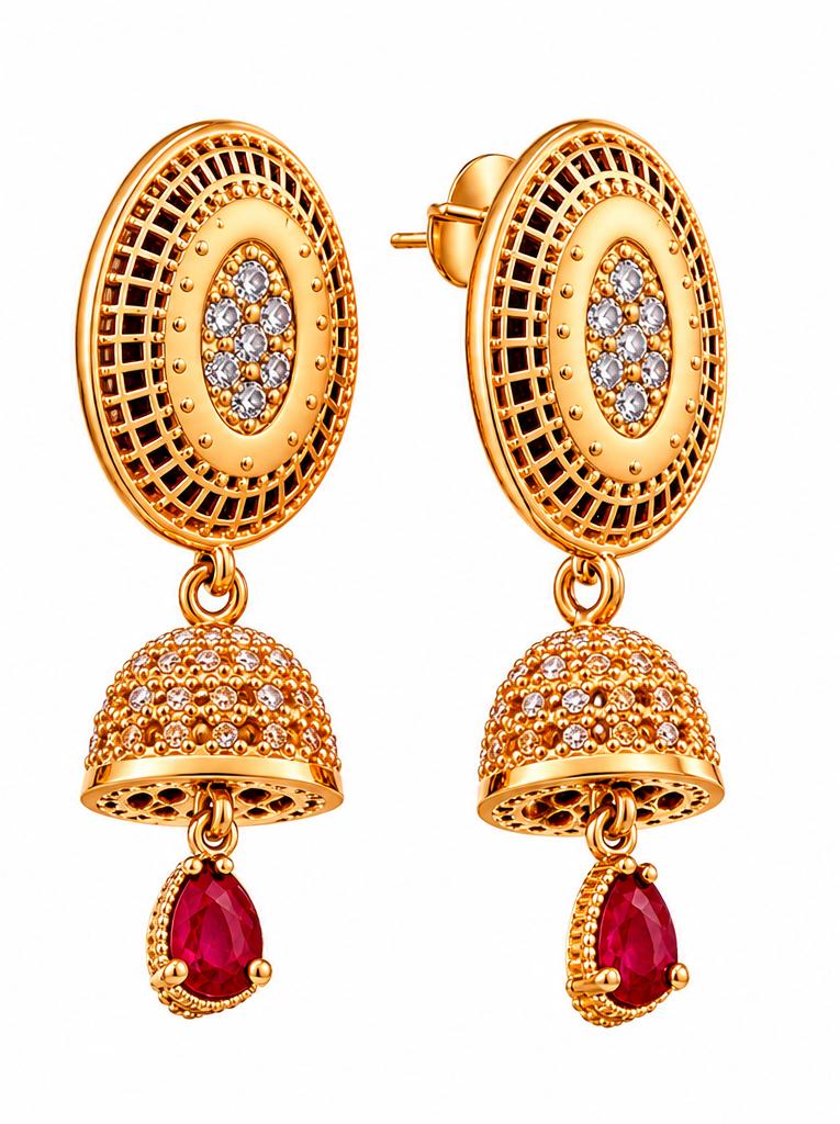 1 Karat Gold Plated Stainless Steel Earrings – Elegant Crystal Drop Earrings