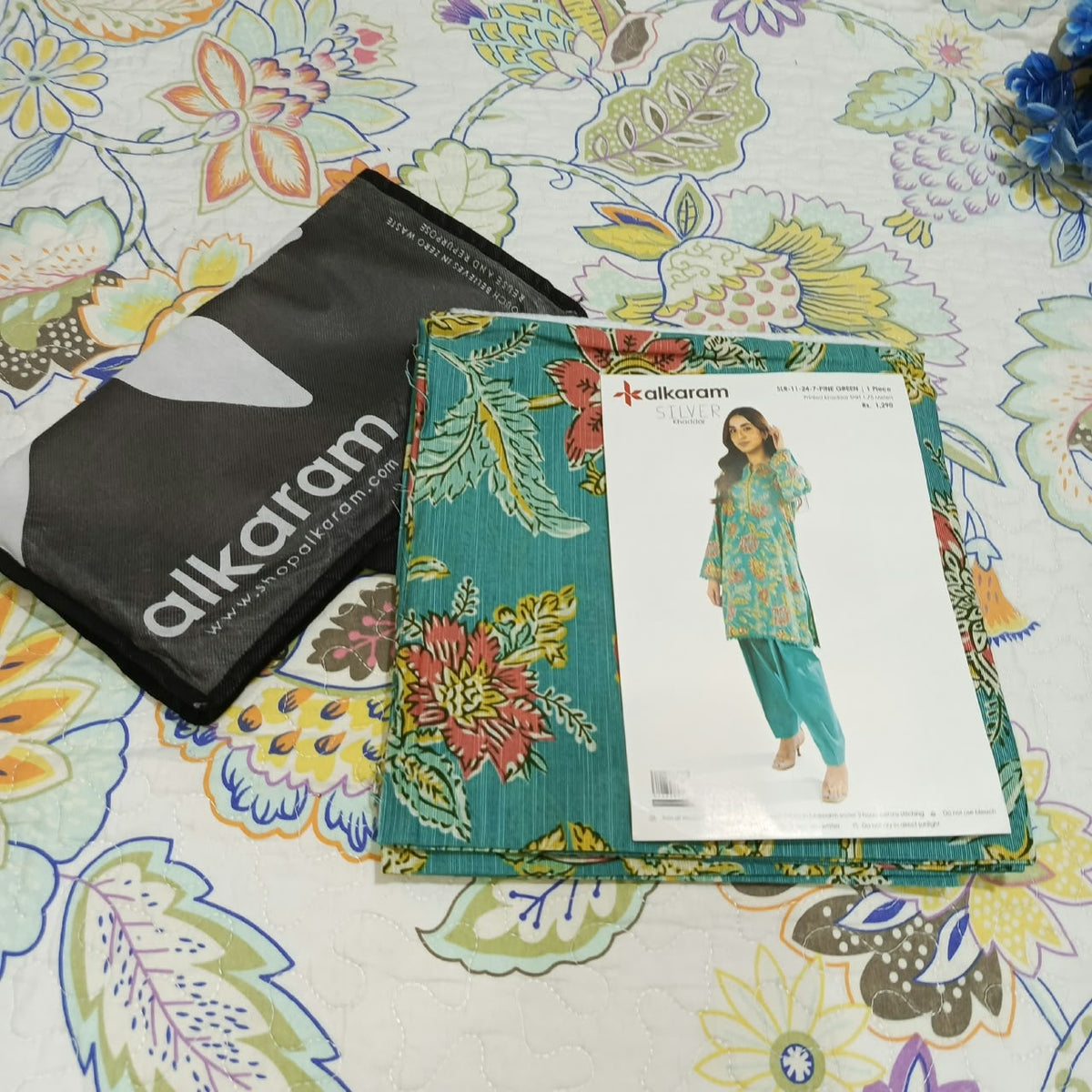 Alkaram Original Silver Khadar Printed Shirt