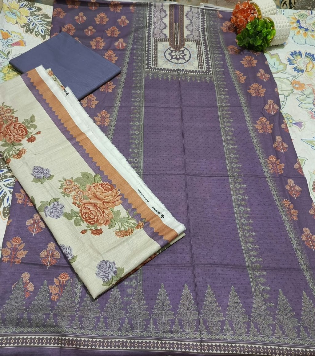 Alkaram Premium Silver Khadar 3 Piece Suit