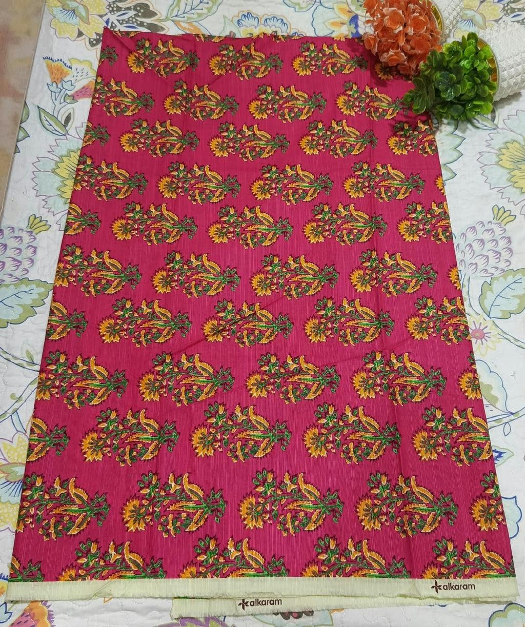 Alkaram Pink Printed Silver Khadar Shirt