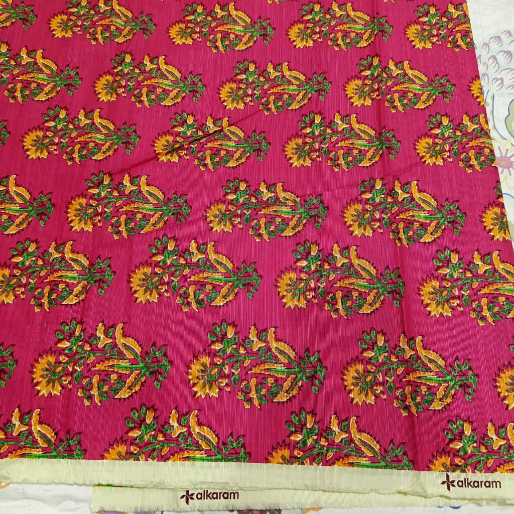 Pink Alkaram Silver Khadar Printed Shirt