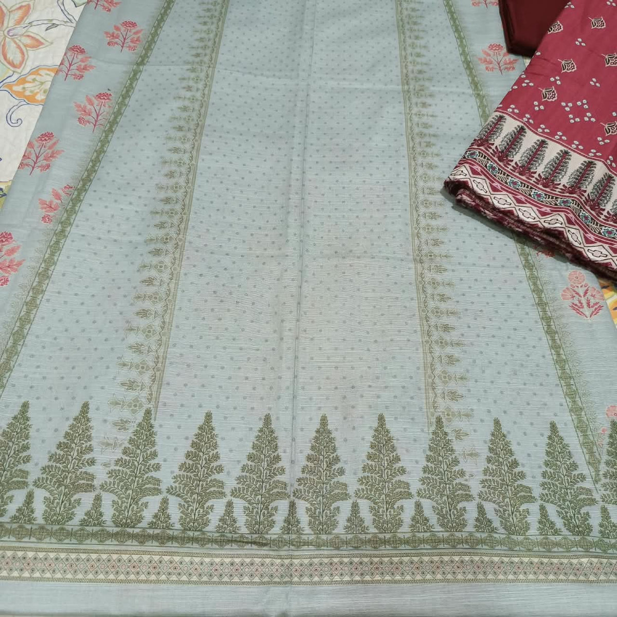 Alkaram Premium Silver Khadar 3-Piece Unstitched Suit