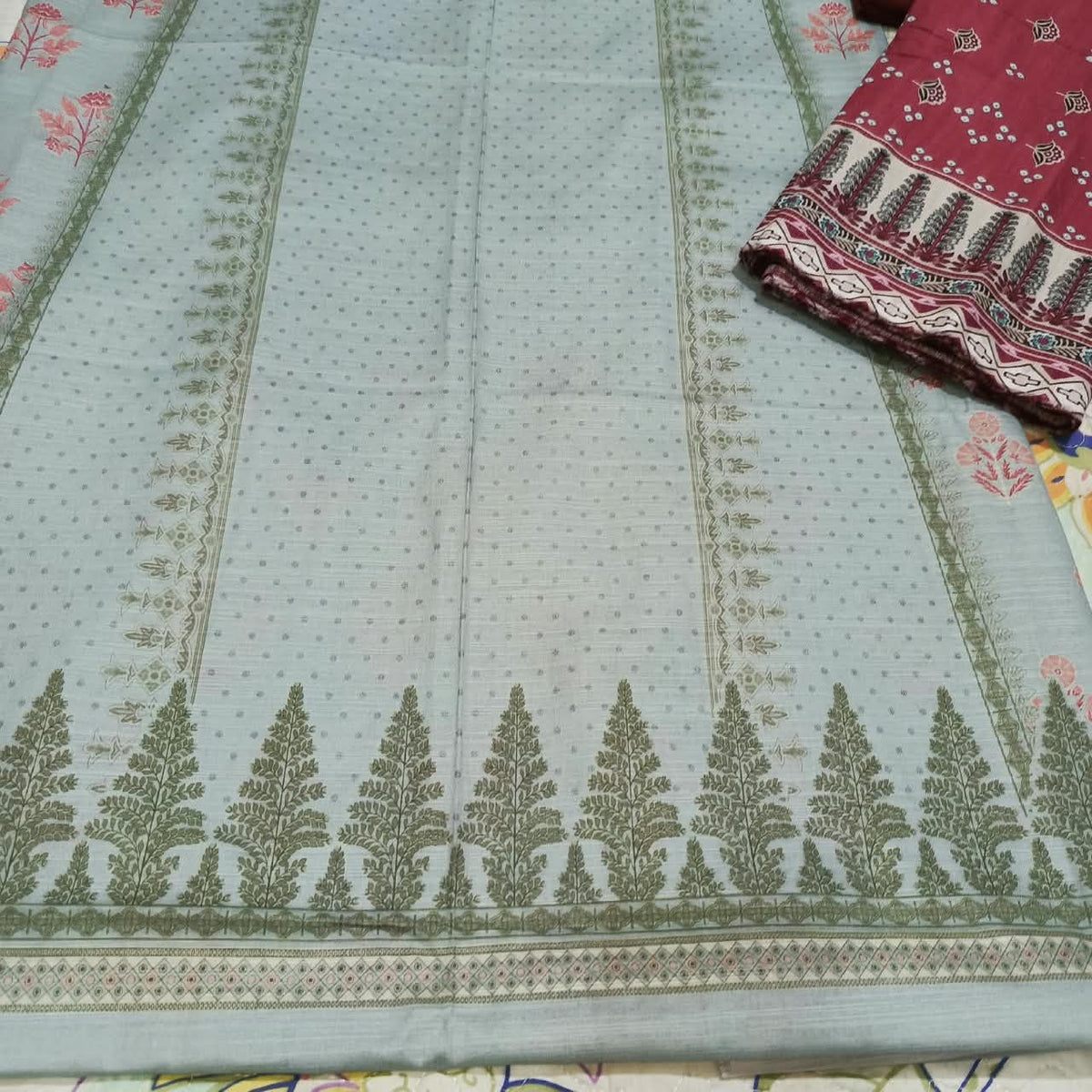 Alkaram Premium Silver Khadar 3-Piece Unstitched Suit
