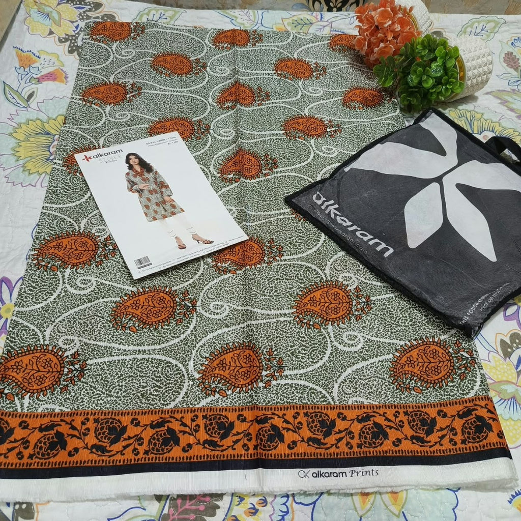 Alkaram Silver Khadar 1PC printed shirt - product view