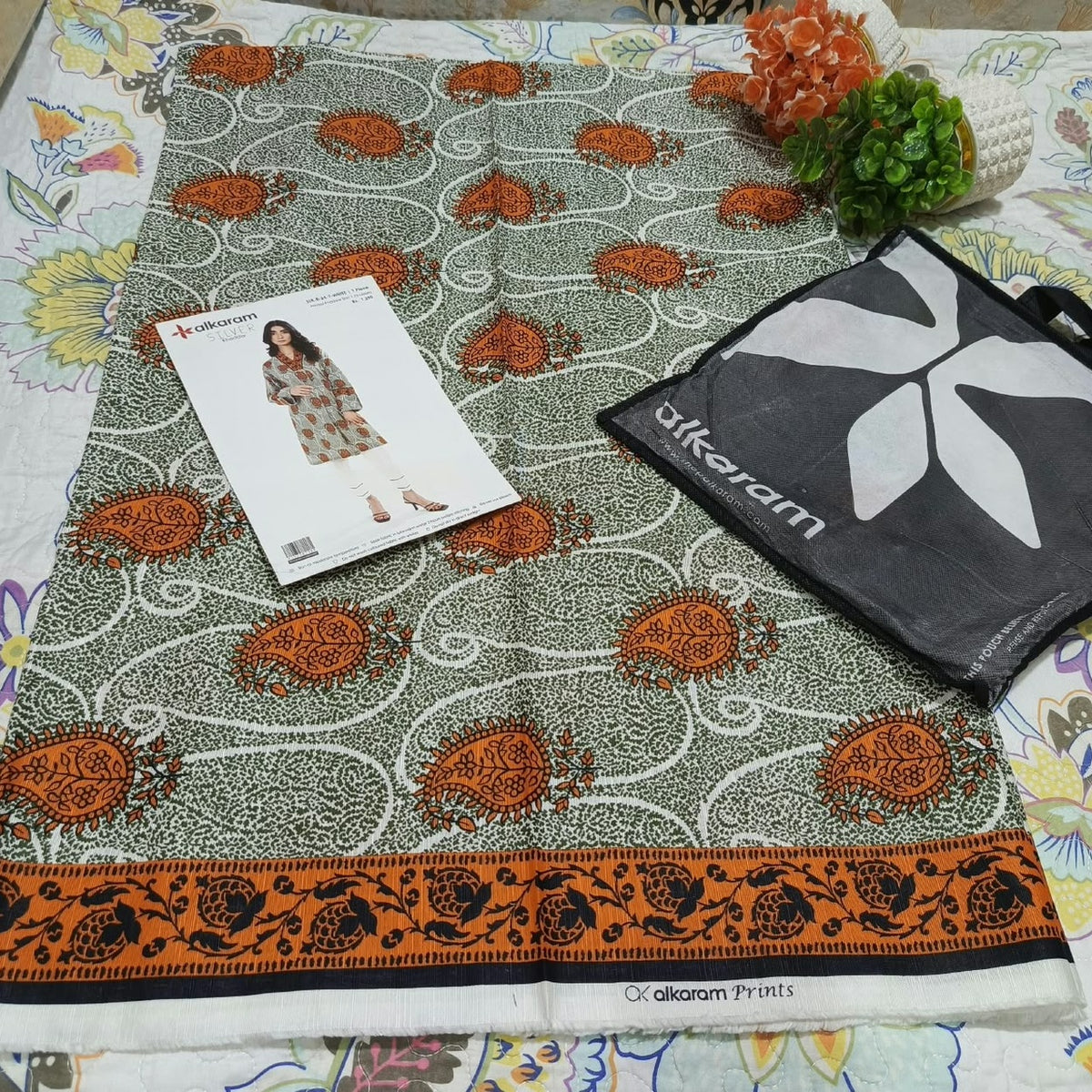 Alkaram Silver Khadar 1PC printed shirt - product view