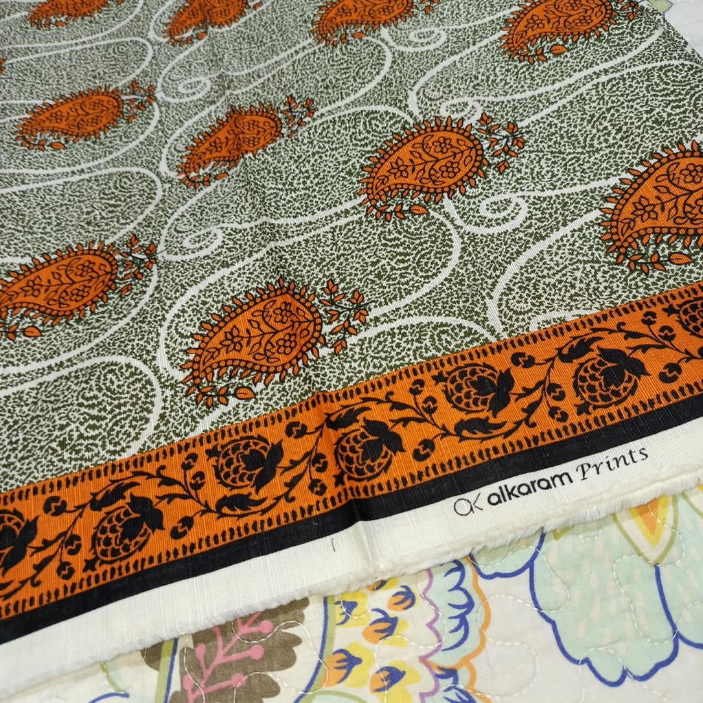 Alkaram Silver Khadar 1PC printed shirt - border and fabric detail