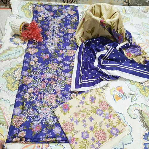 Baroque Premium Linen Chikankari Embroidered 3 Piece Unstitched Suit