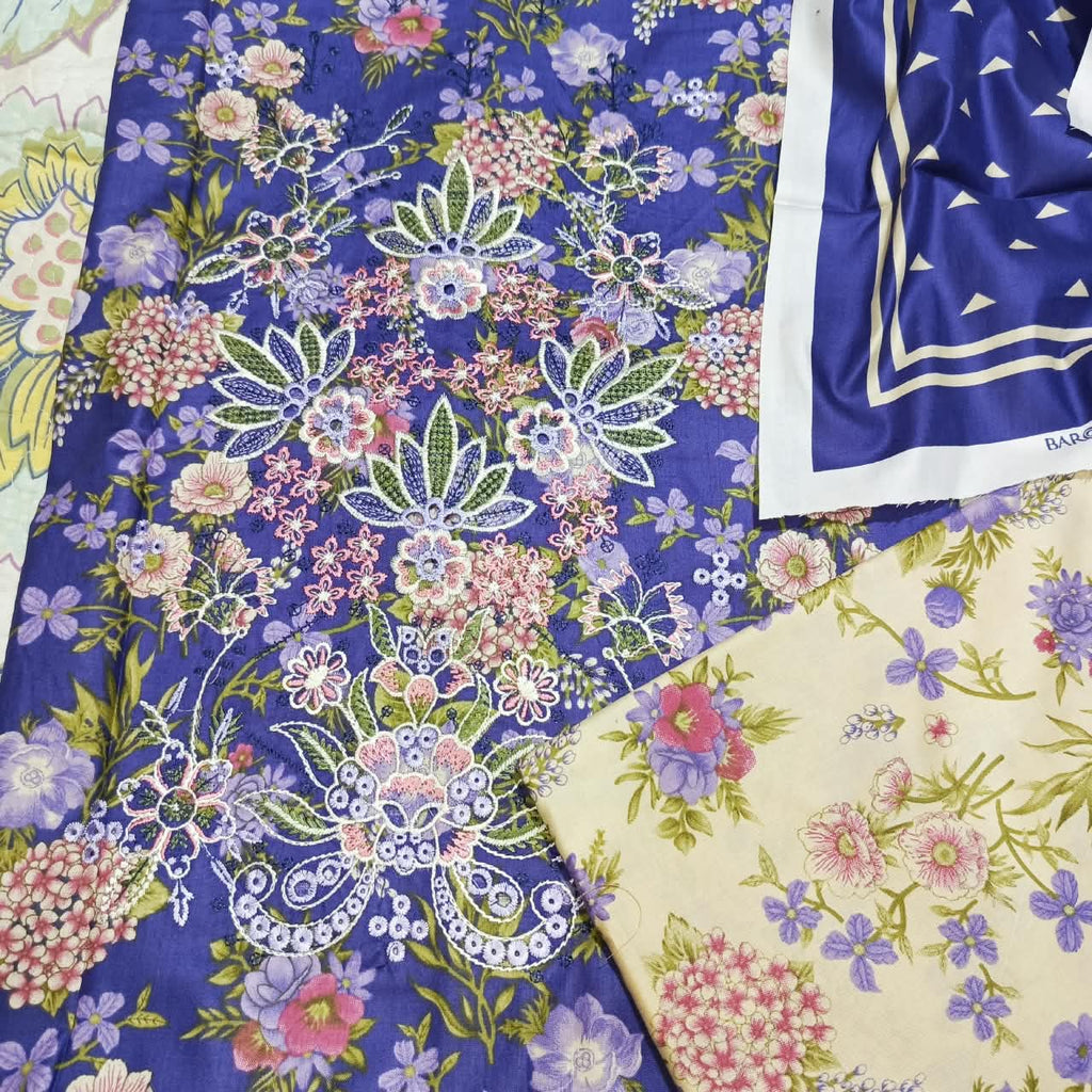 Baroque Premium Linen Chikankari Embroidered 3 Piece Unstitched Suit