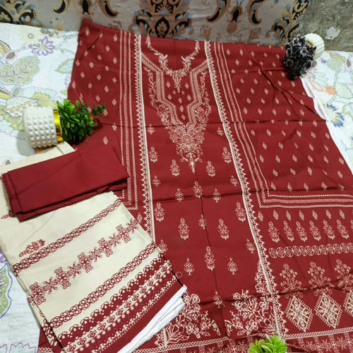 Bin Yousaf Majestic Premium Leather Linen Printed 3 Piece Unstitched Suit