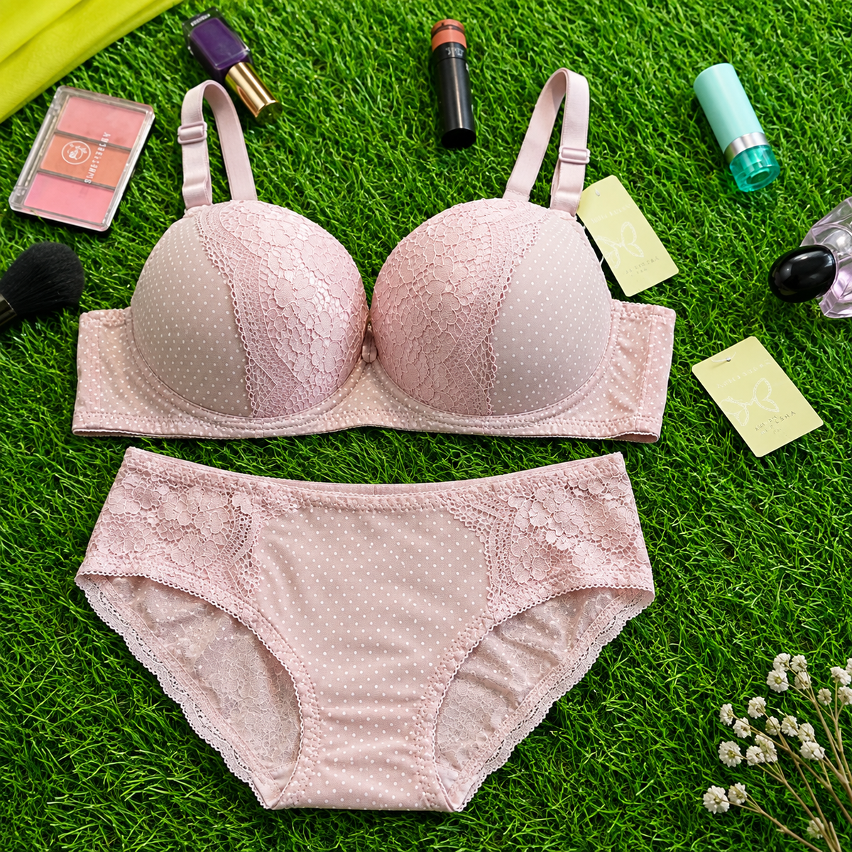 Polka Dot Push-Up Bra Set