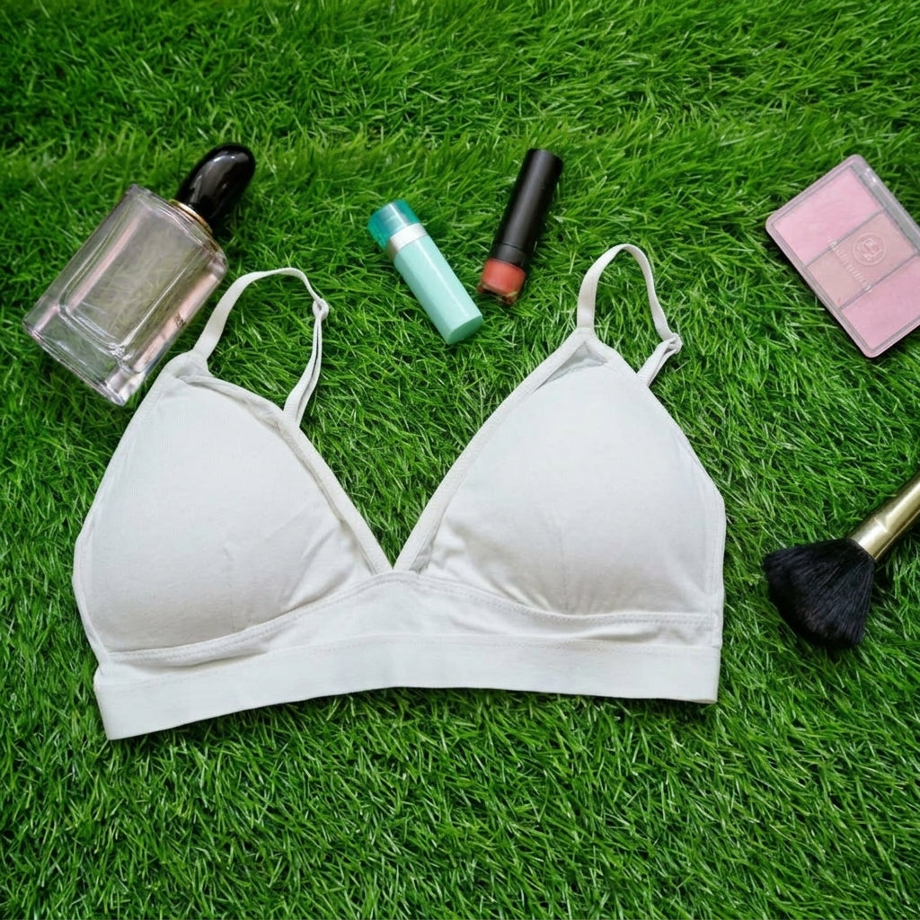 Breathable Cotton Plunge Bra – Light Detachable Pad