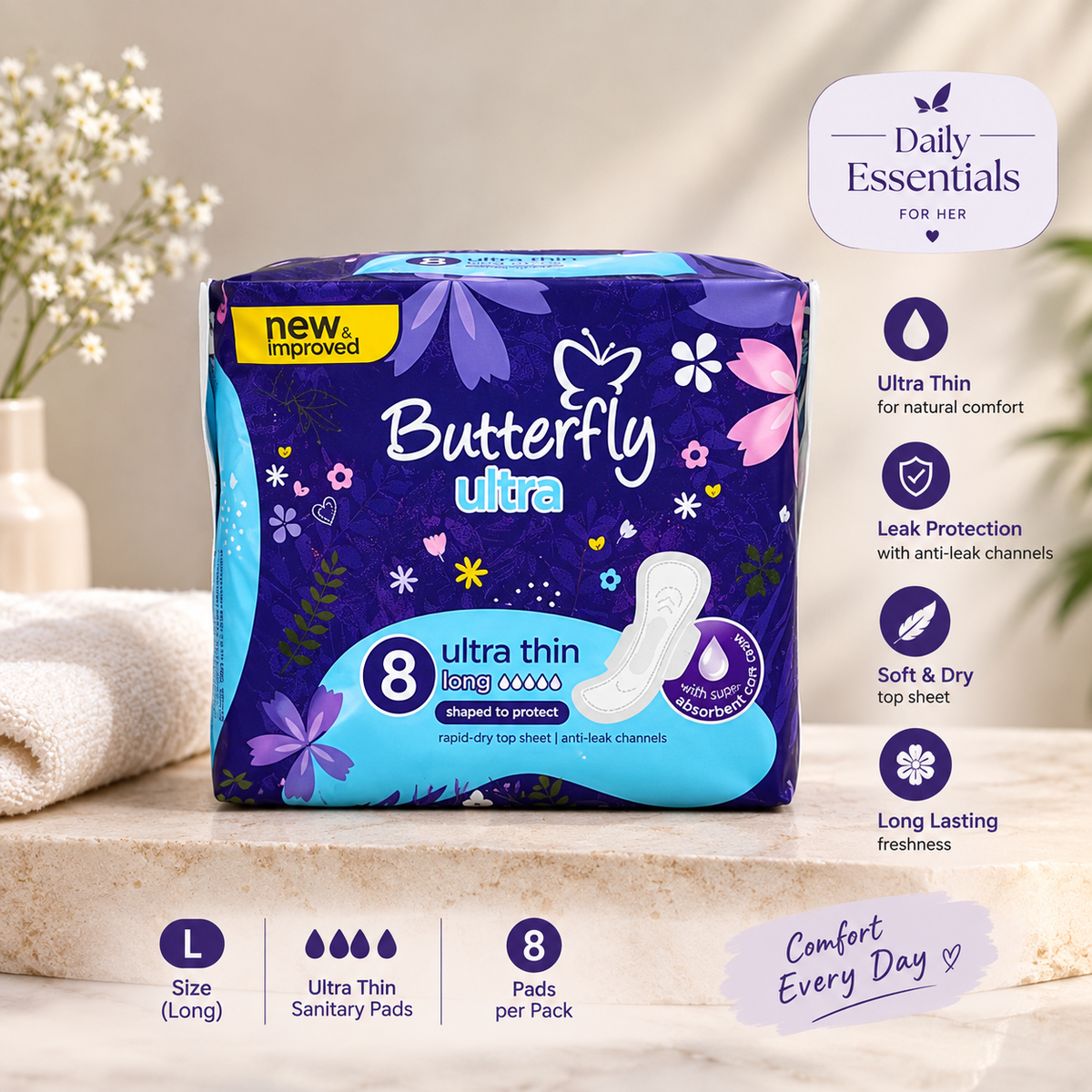 Butterfly Ultra Thin L Sanitary Pads