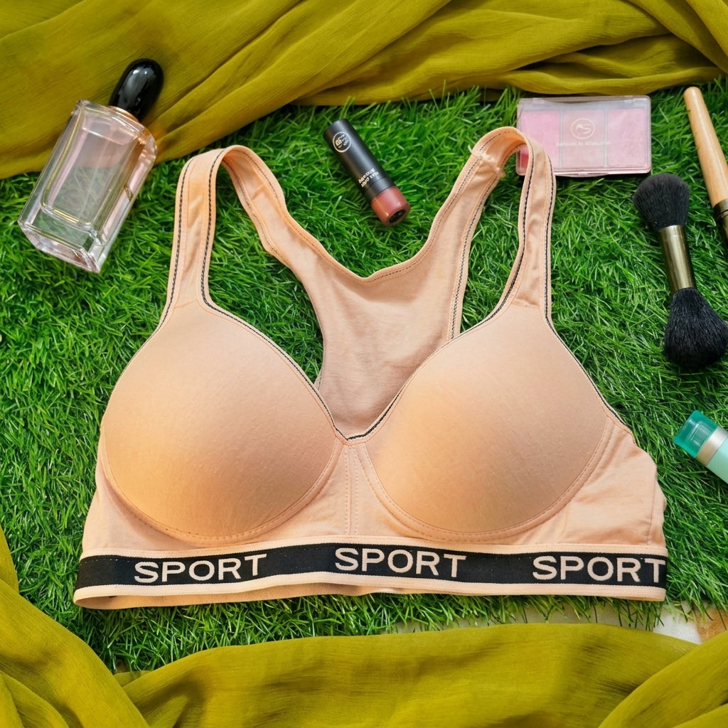 Full Coverage Sports Bra – Skin | Size 36–38