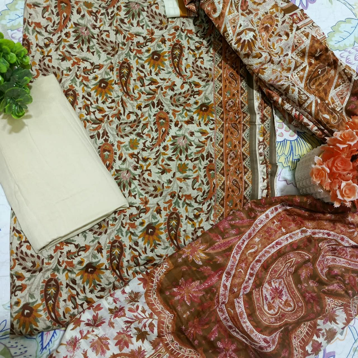 J. Premium Viscose Printed 3 Piece Unstitched Suit