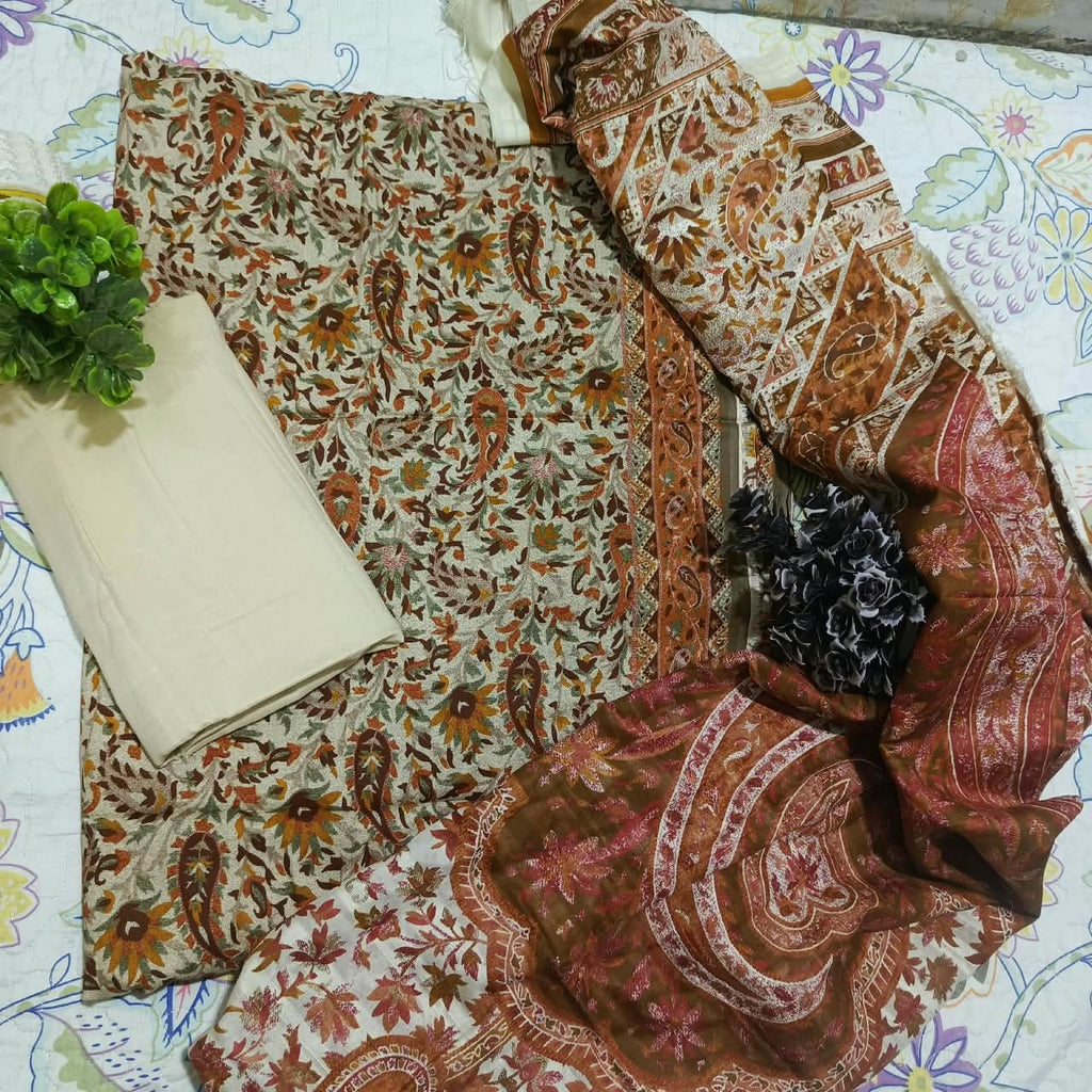J. Premium Viscose Printed 3 Piece Unstitched Suit