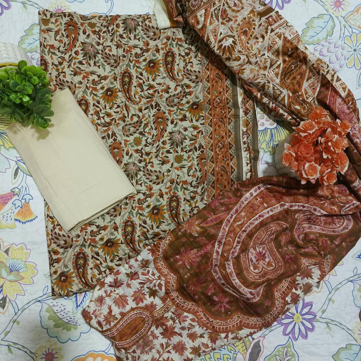 J. Premium Viscose Printed 3 Piece Unstitched Suit