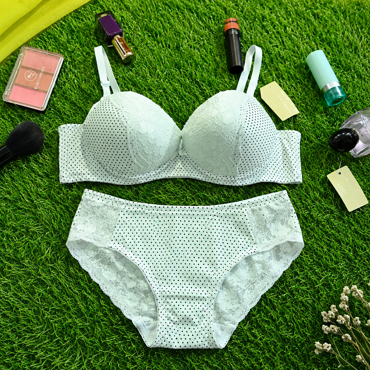 Polka Dot Push-Up Bra Set