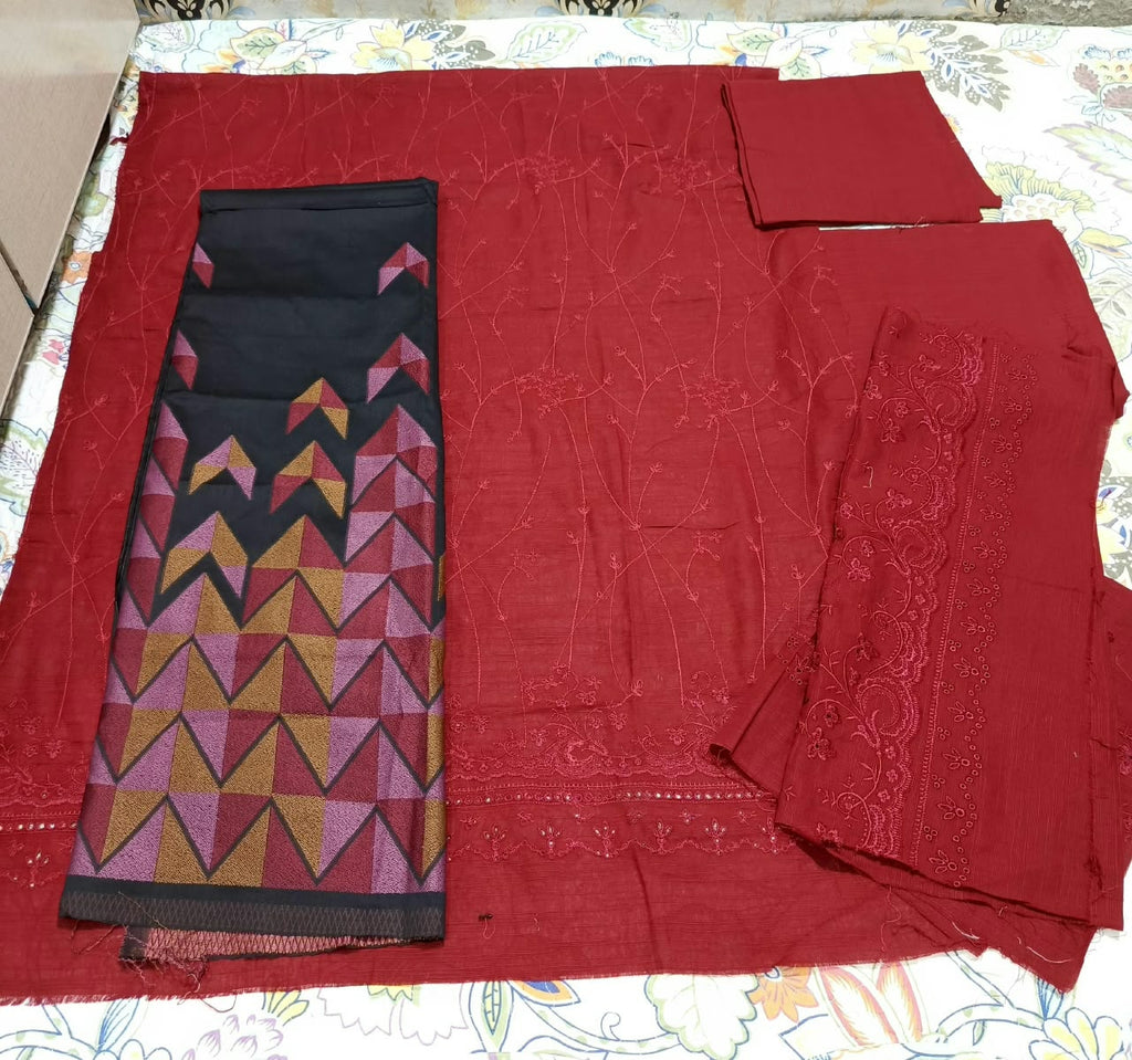 Motifs Premium Khaddar 4 PC Embroidered Unstitched Suit
