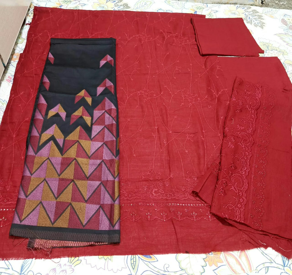 Motifs Premium Khaddar 4 PC Embroidered Unstitched Suit