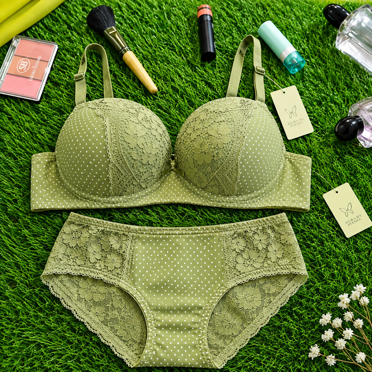 Polka Dot Push-Up Bra Set