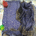 Printed Korean Silk Chunri Style 3 Pc Suit