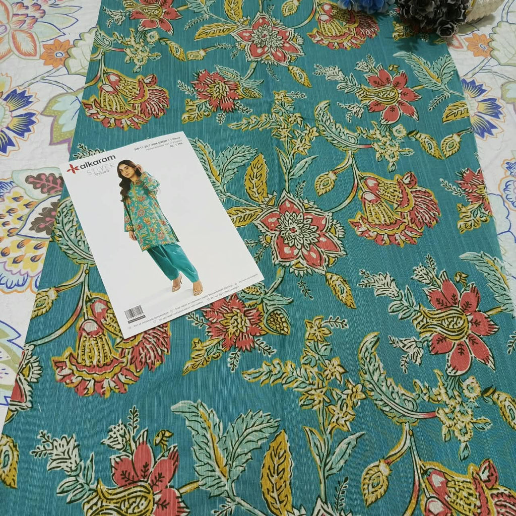Alkaram Original Silver Khadar Printed Shirt
