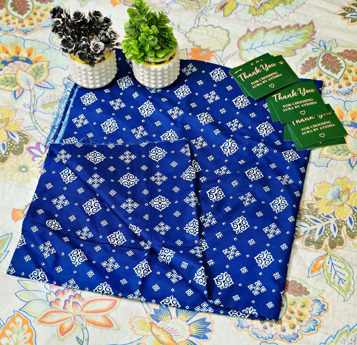 Classic Royal Blue Binsaeed Pure cotton 2pc unstitched