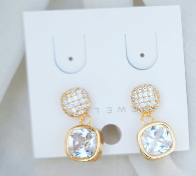 Elegant Crystal Heart Drop Earrings