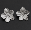 Silver Flower Stud Earrings for Women
