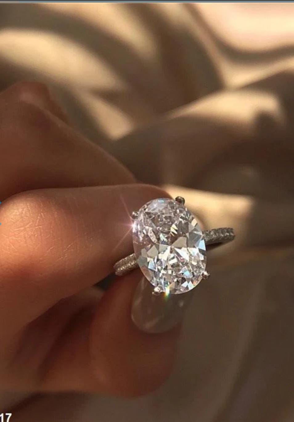 Elegant Oval-Cut Crystal Engagement Ring