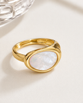 Gold Oval Pearl Ring for Women