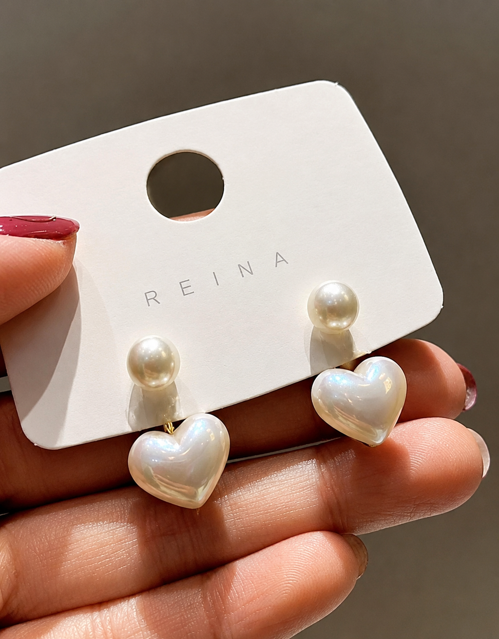 Pearl Heart Drop earrings