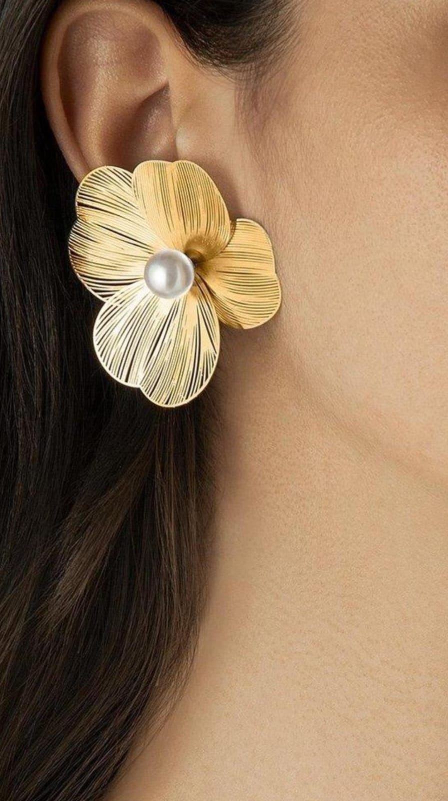 Double Side Pearl Flower Stud Earrings