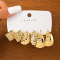 Premium Gold Stainless Steel Earrings Set – 3 Pairs