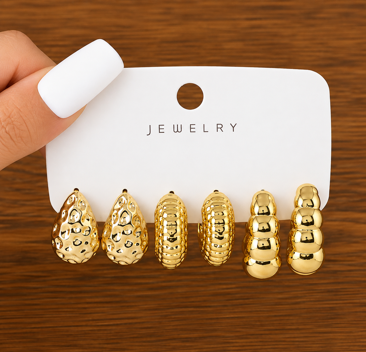 Stainless Steel Hoop Earrings – 3 Pair Set for Women