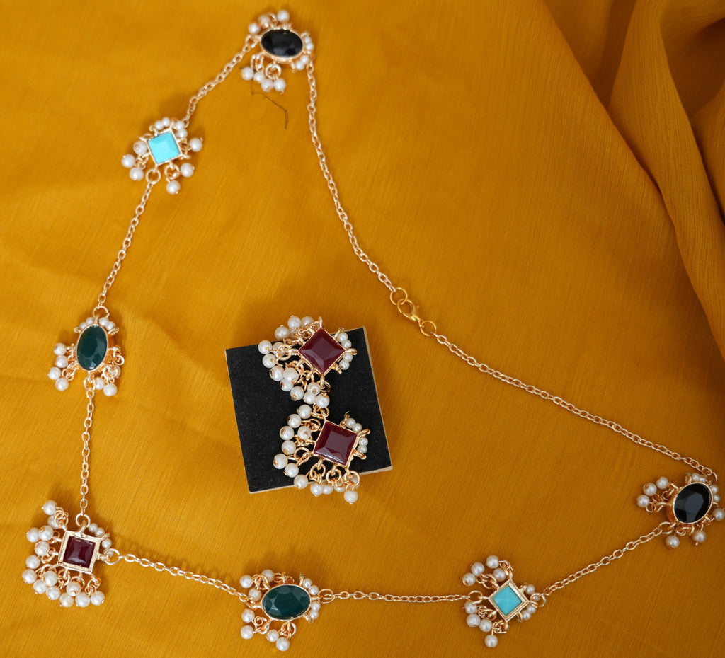 Imported Zircon Gold Plated Multicolor Mala Set