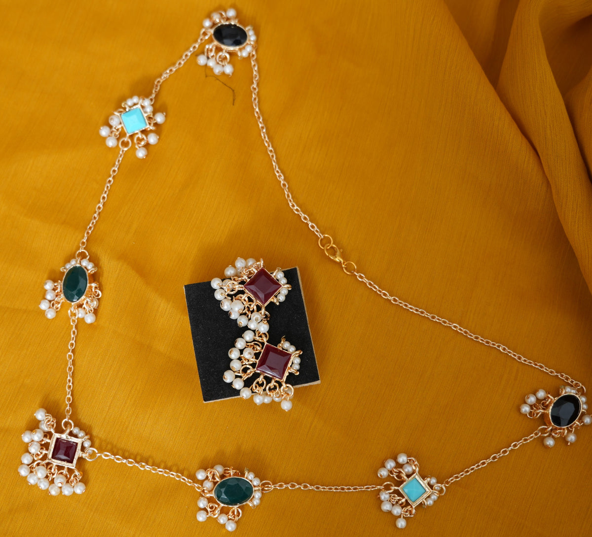 Imported Zircon Gold Plated Multicolor Mala Set